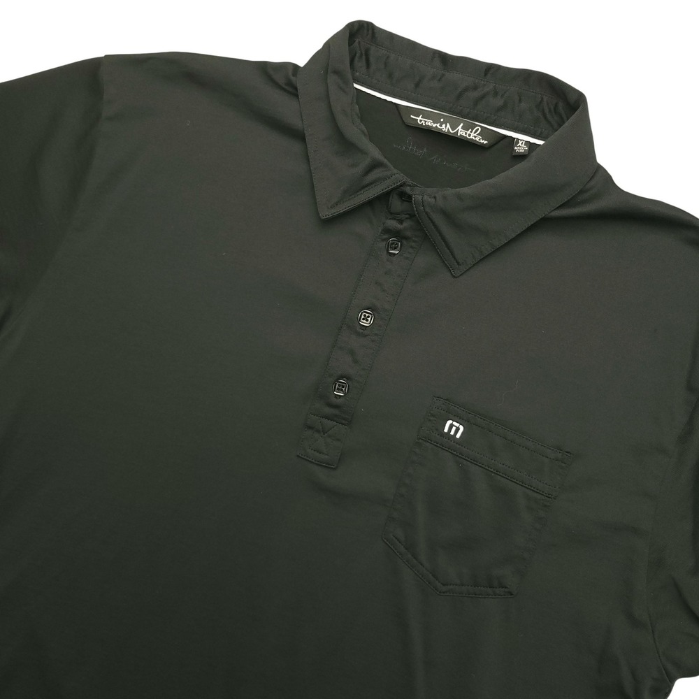 TravisMathew Polo Shirt Mens XL Black Solid Pima Cotton Golf Performance Top